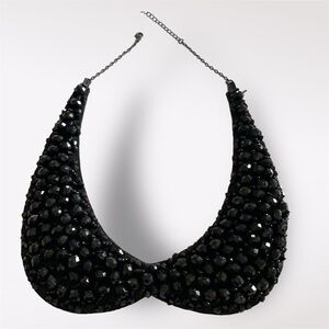 NWOT Peter Pan collar/bib black beaded  necklace with adjustable clasp